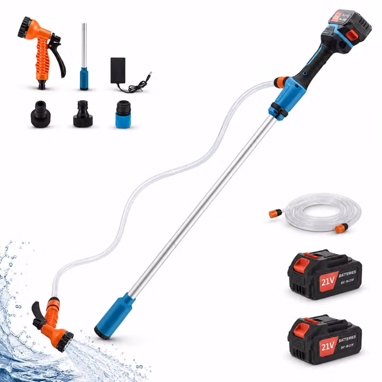 Pompa sommergibile a batteria, 21 V, 40 litri/minuto, 12 metri, 2 batterie da 3000 mAh