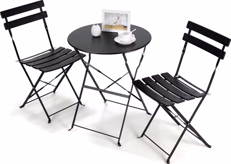 Set bistrot 2 persone - metallo - 3 pezzi - tavolo e 2 sedie bistrot - balcone, giardino e terrazza - nero