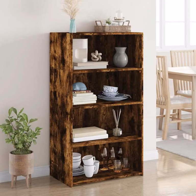 Credenza moderna vidaXL in legno multistrato color rovere fumo, L 70 cm x P 41 cm x H 124 cm