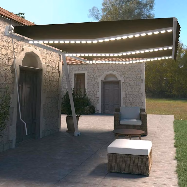 vidaXL Tenda da Sole Retrattile Manuale con LED 600x350 cm Antracite