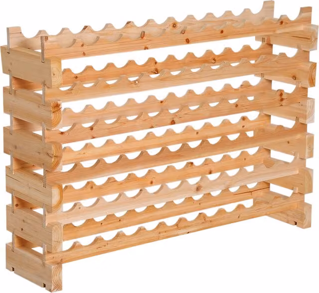 Scaffale Portabottiglie HOMCOM in Legno di Pino Marrone con 6 Ripiani, L: 114 cm, P: 28 cm, H: 80 cm