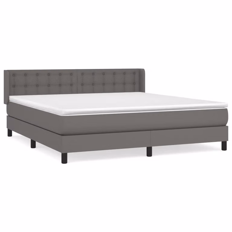 Giroletto a Molle con Materasso Grgio 180x200 cm in Pelle finta