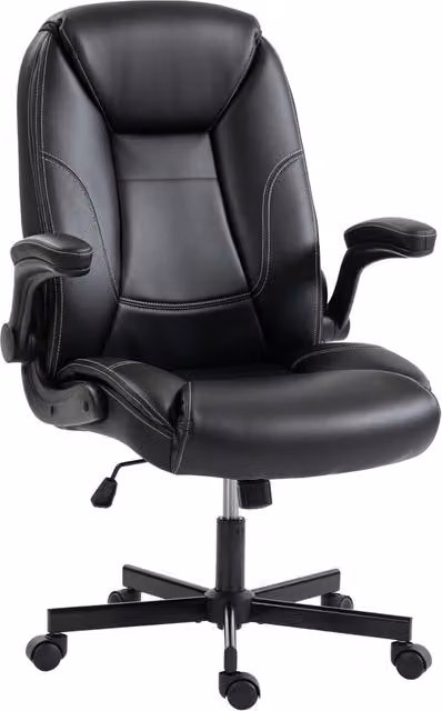 Sedia da ufficio ergonomica moderna in ecopelle nera con braccioli e schienale reclinabile