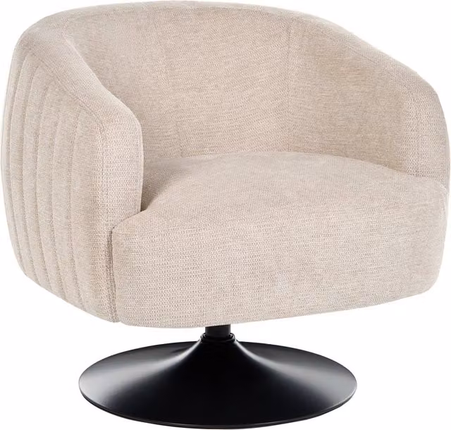Poltrona girevole lounge a pozzetto in tessuto beige chiaro