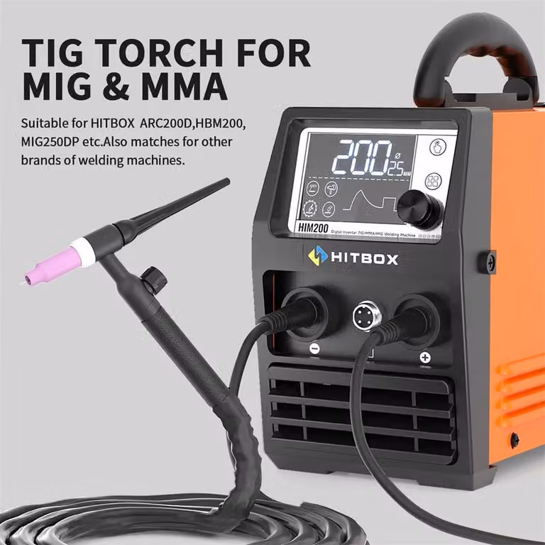 Torcia per saldatura TIG - WP17V - 35% di ciclo di lavoro - Tubo flessibile da 35 cm - Per saldatura TIG con argon