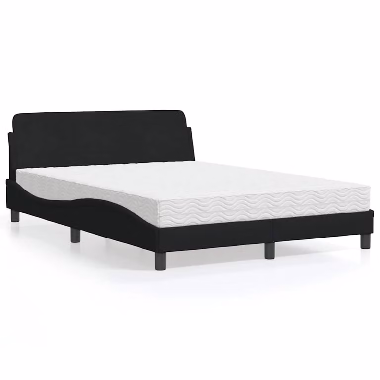 Letto con Materasso Dover vidaXL in Tessuto Nero L: 140 cm, P: 190 cm