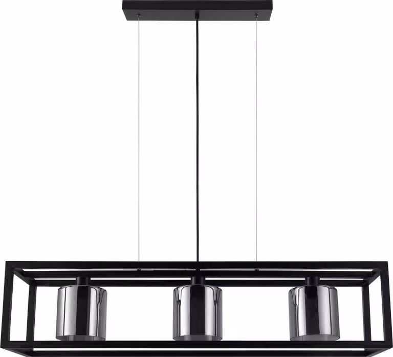 BRISLING Lampada a sospensione E27, design moderno, nero, struttura in metallo con paralume in vetro trasparente, perfetta per sala da pranzo e soggiorno, illuminazione elegante