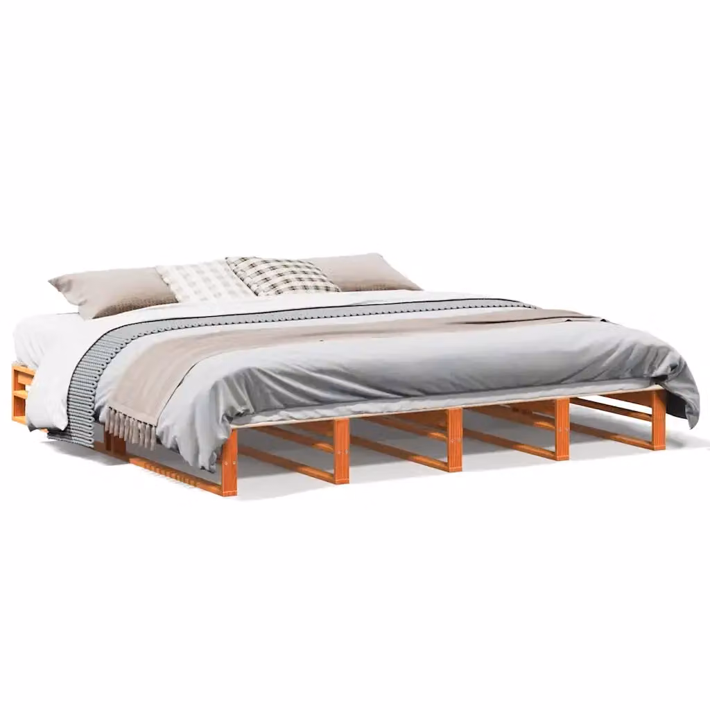 Letto senza materasso vidaXL in legno di pino color marrone cera L/P: 180 x 200 cm – 2