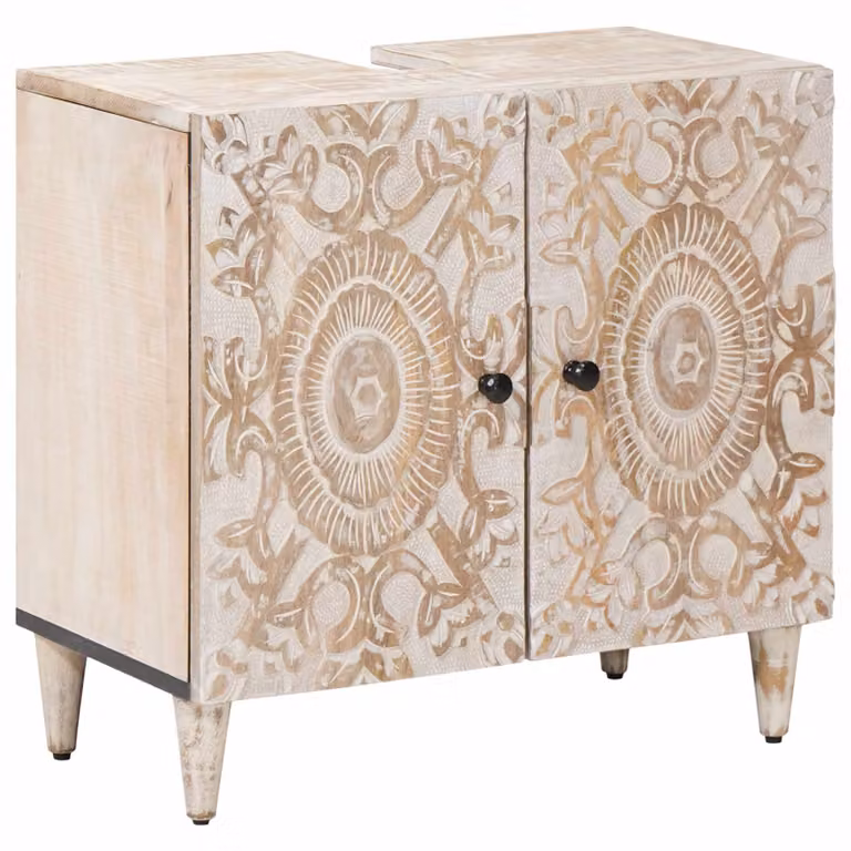 vidaXL Armadio per Lavabo da Bagno con porta Bianco 62 x 33 x 58 cm