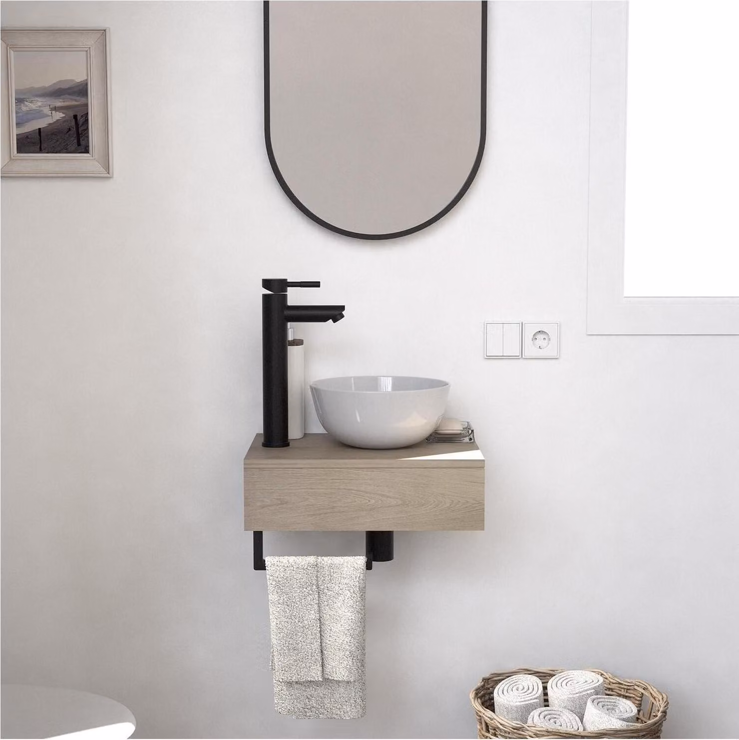 Lavabo da appoggio spesso SOHO + lavabo + specchio