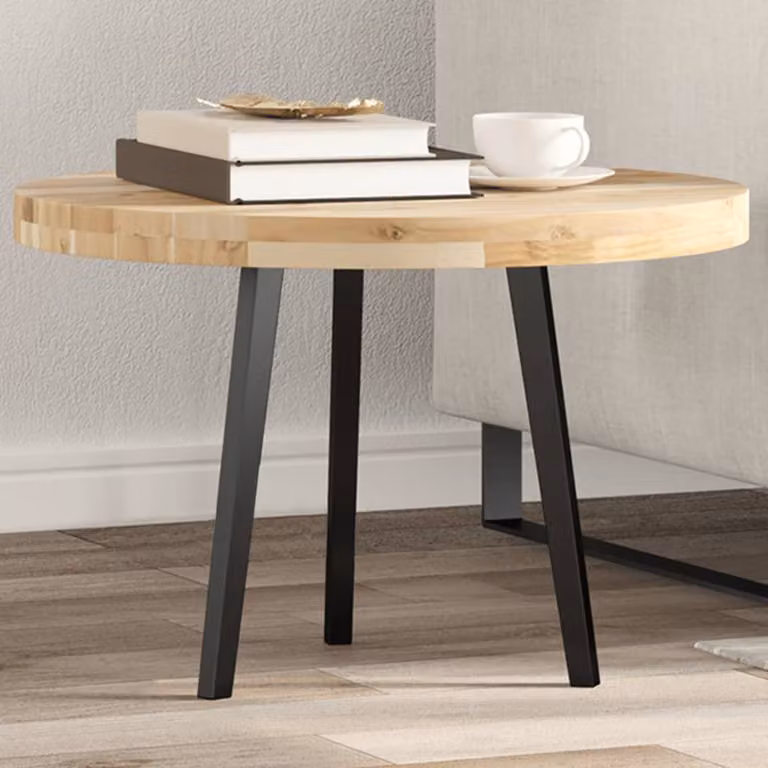 vidaXL Piano Tavolo Rotondo in Legno di Acacia Marrone, Diametro: 60 cm, Spessore: 4 cm