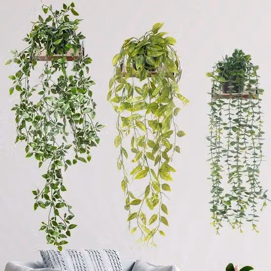 Set di piante decorative in 3 pezzi, ghirlanda di vite, decorazione per interni ed esterni, verde, per balcone o parete