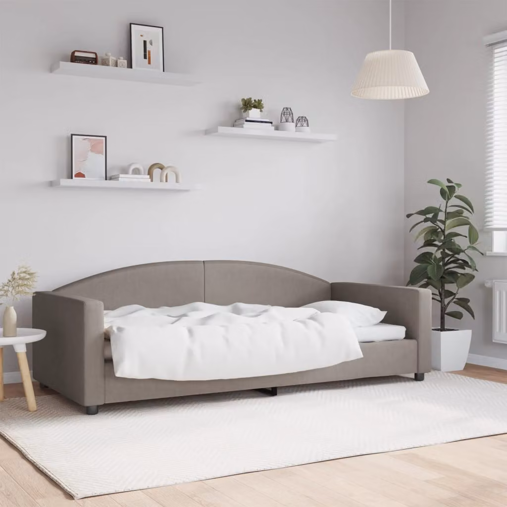 Letto da giorno vidaXL in tessuto beige e grigio L/P/H: 223 x 90 x 200 cm