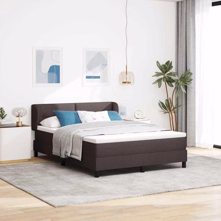 Maison Exclusive - Letto boxspring con testiera, marrone scuro, 140 x 200 cm, rivestimento in tessuto