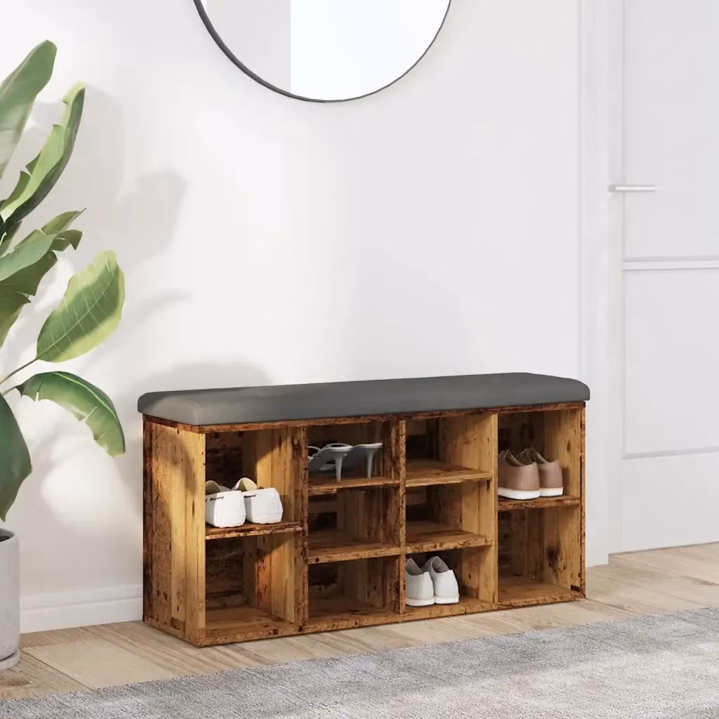 Panca porta scarpe DESIGN IN in legno e MDF stile classico, disponibile in marrone o grigio, L 102 x P 32 x H 50 cm – 2
