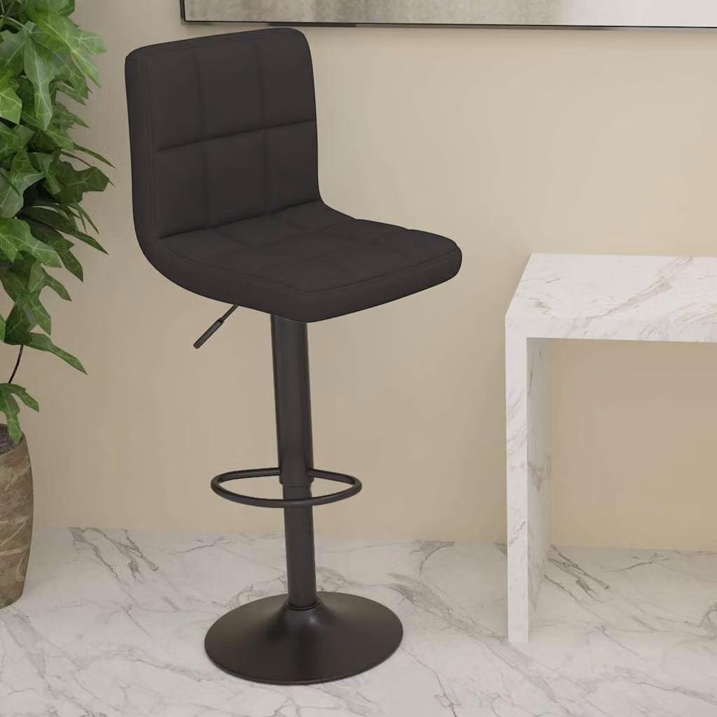 Sgabello da Bar vidaXL Nero in Tessuto con Struttura in Metallo Moderno