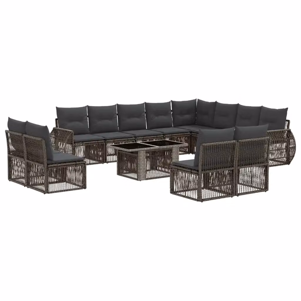 Set Divano da Giardino a L vidaXL in Polyrattan Grigio e Antracite con Tavolino e Cuscini – 2