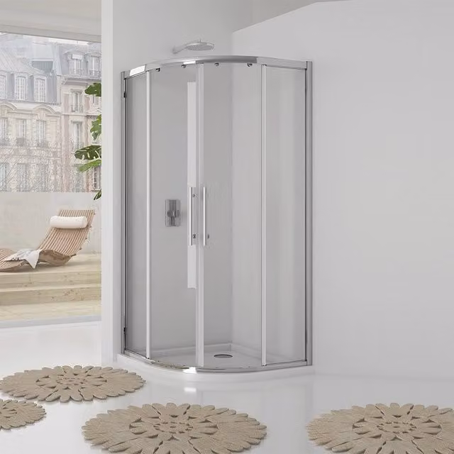 Box doccia semicircolare 77-79*77-79 cm new plus, vetro trasparente 6 mm, cerniere sganciabili