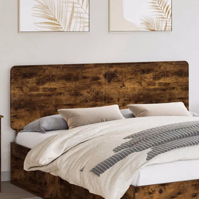 Testiera per letto vidaXL in legno ingegnerizzato Rovere Fumo, finitura opaca, colore marrone