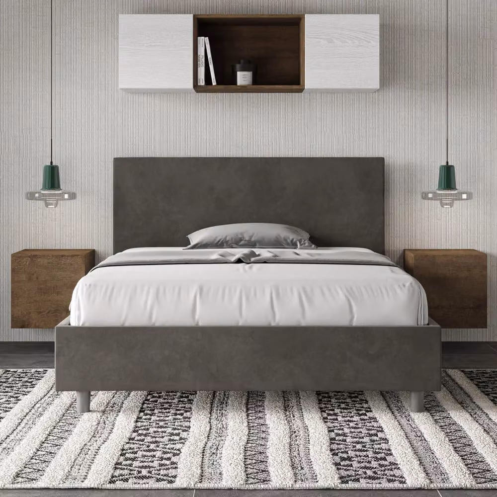 Letto Matrimoniale con Contenitore e Rete a Alzata Adele Grigio GIORDANOSHOP L/P/H: 140 x 200 x 155 cm – 2