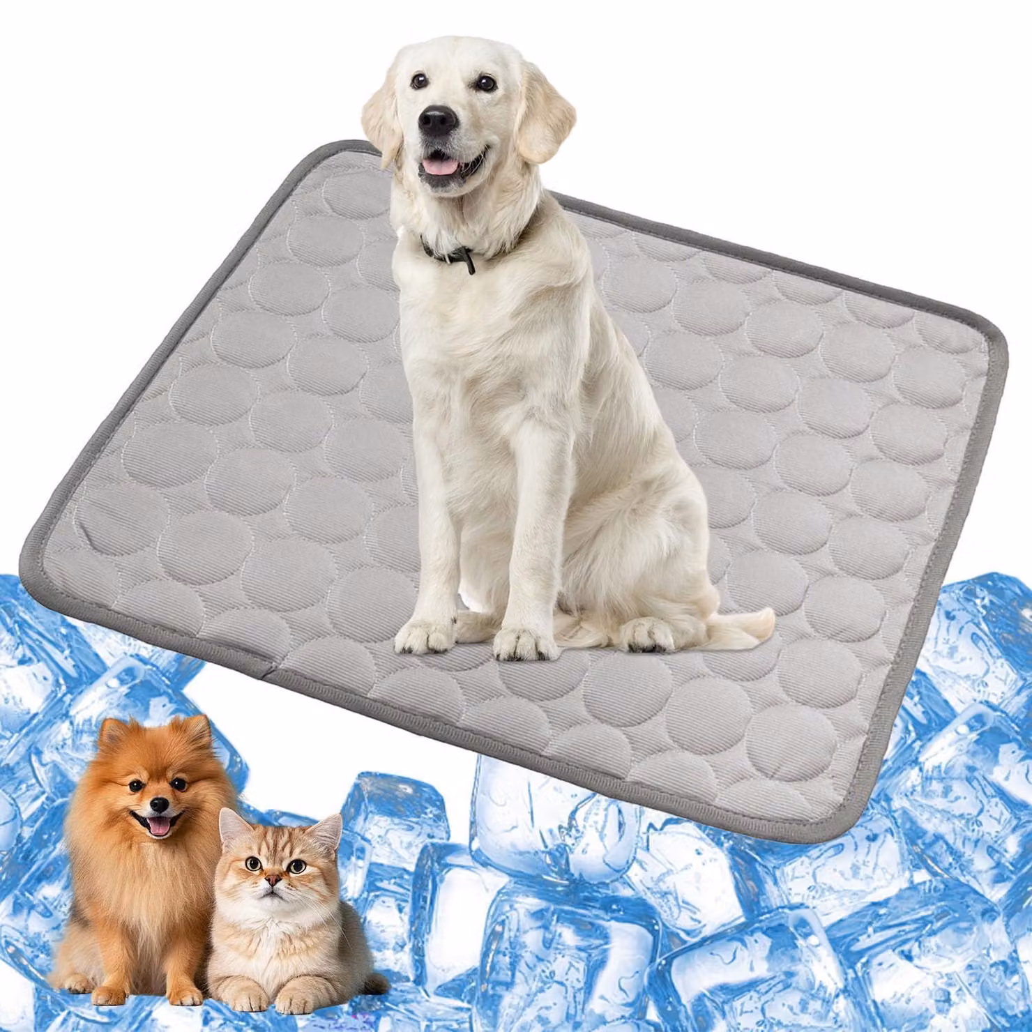 Tappetino refrigerante per cani e gatti, autorigenerante, colore grigio, dimensioni 70x55 cm