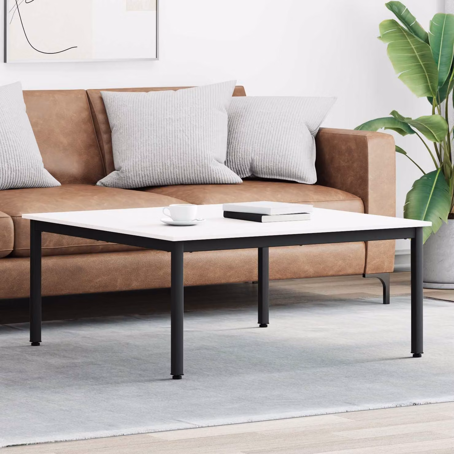 vidaXL Tavolino da salotto moderno in pino massello bianco L/P/H: 100 x 100 x 45 cm