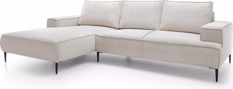 FURNLUX Divano angolare Olmo Crema Bianco e Nero 275cm / Colore principale: Beige / Dimensioni: 275 x 83 x 173 cm