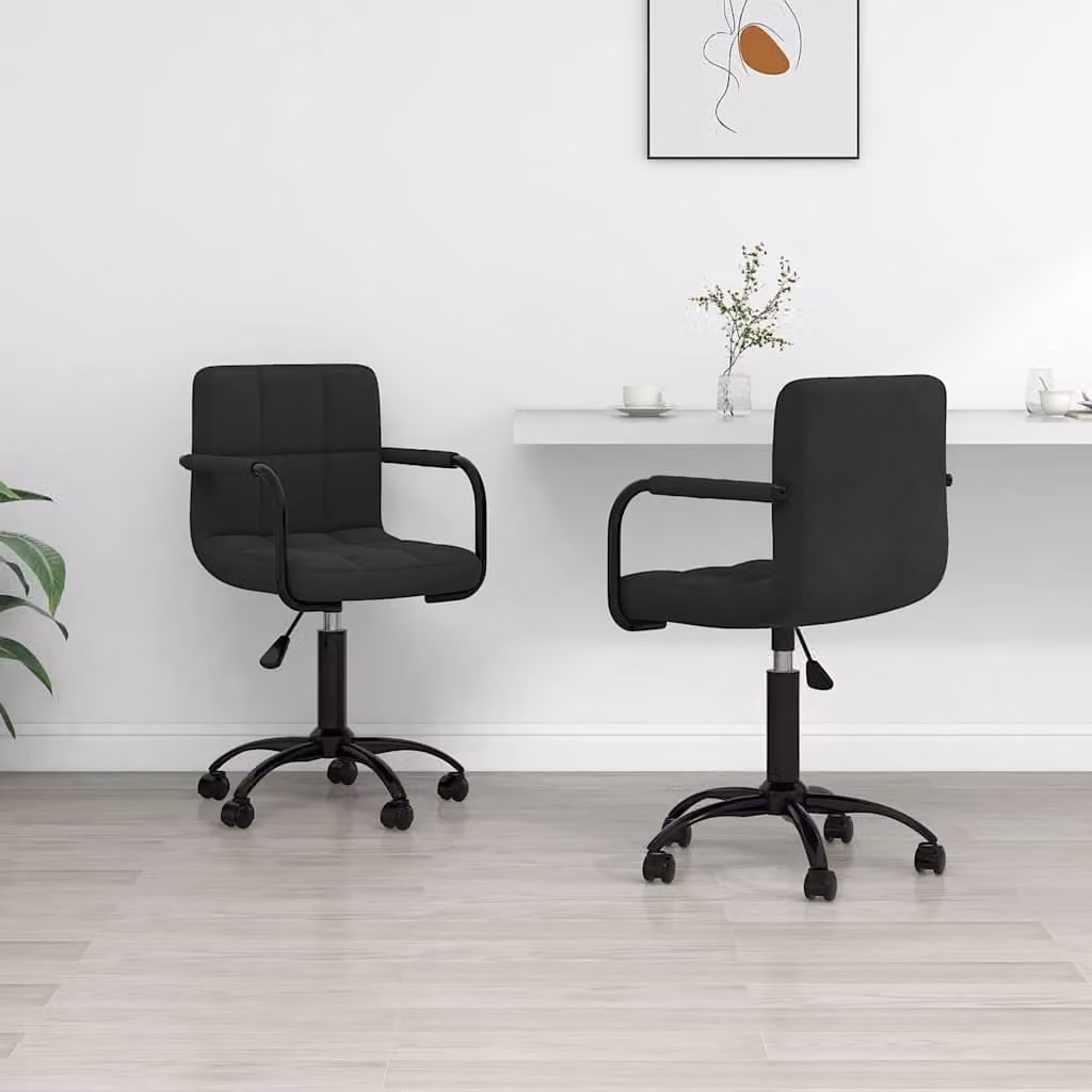 Set di 2 sedie da pranzo girevoli vidaXL in velluto nero con braccioli e ruote – 1