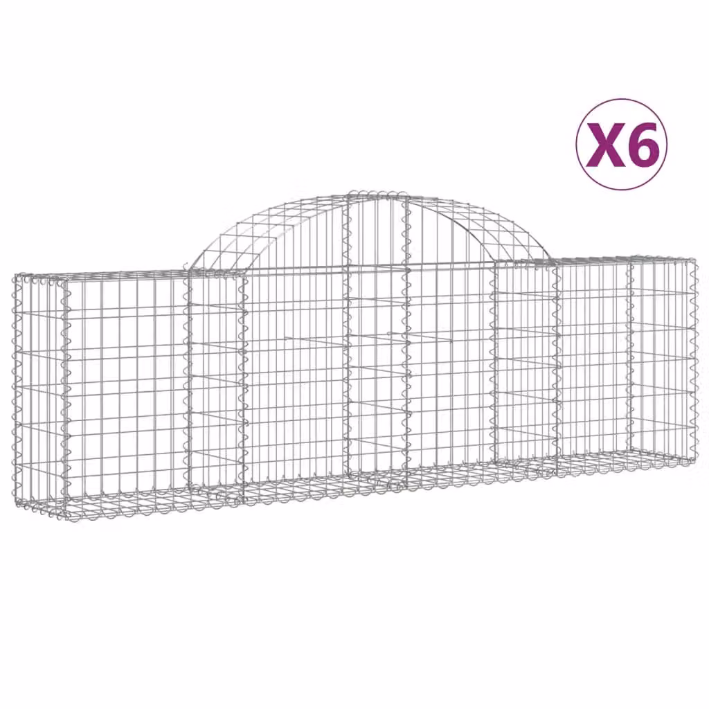 Cesti Gabbioni ad Arco 6 pz 200x30x60/80 cm Ferro Zincato
