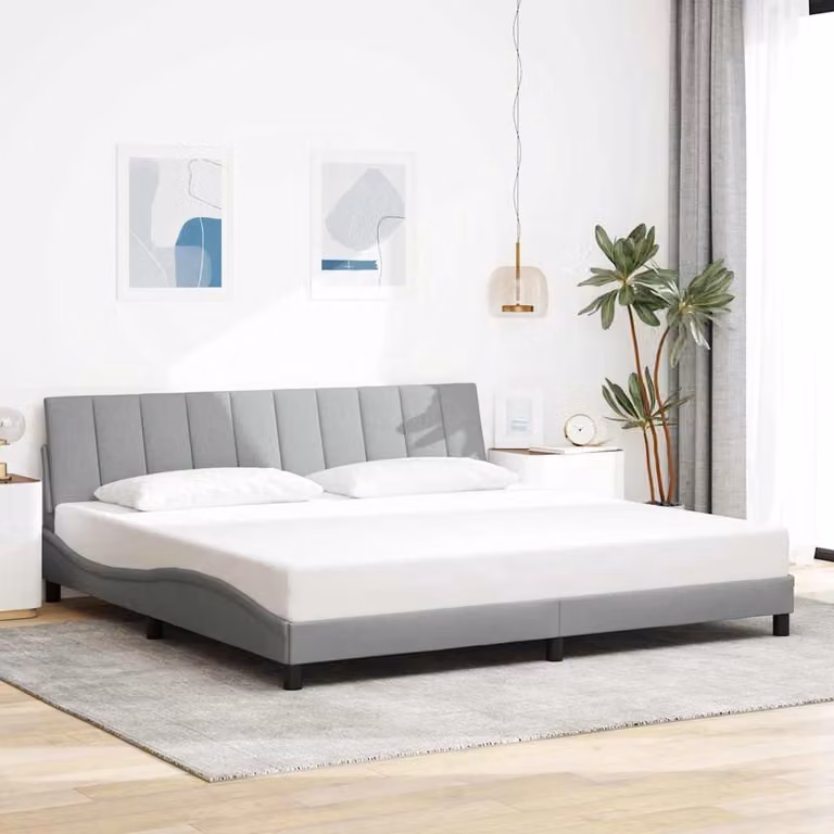 vidaXL Giroletto Hanko Grigio Chiaro con Struttura Imbottita e Porte USB 200x200 cm
