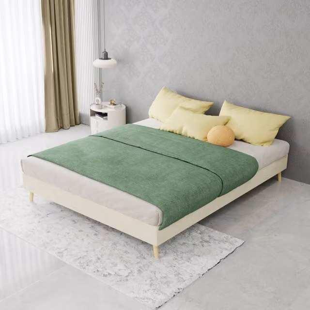 letto tela e metallo beige 140 x 200 cm