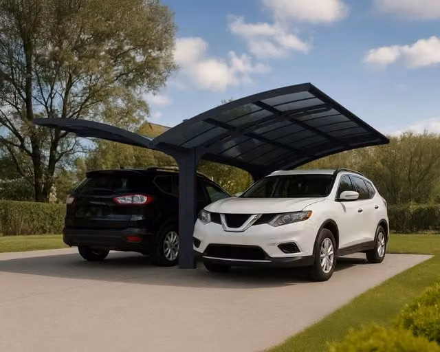 Carport Doppio Arizona Breeze CANOPIA in Alluminio e Policarbonato Antracite con Grondaia L: 6 m, P: 5 m – 1