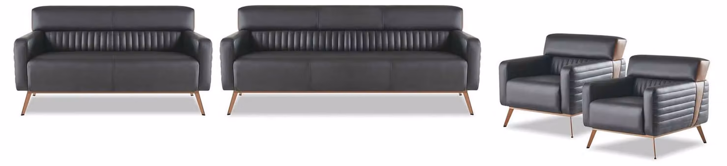 Arbetiszimmer-Set 4tlg 3-Sitzer 2-Sitzer mit Sessel Modern Desgin Stil