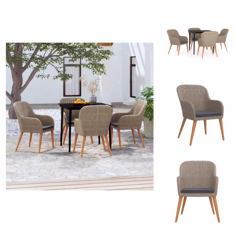 vidaXL Set da pranzo da giardino 5 pezzi con cuscini marrone - Set di mobili da giardino