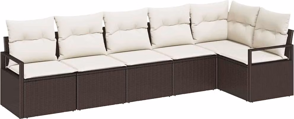 Set di divani 6 pcs Marrone polyrattan