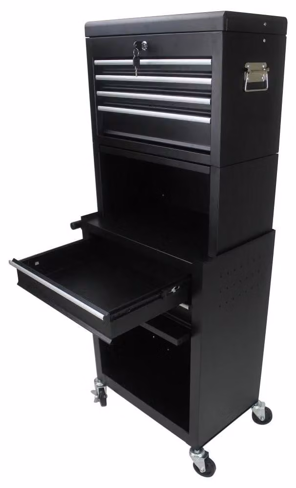 Armadietto per utensili, design mobile, versatile sistema di stoccaggio, colore nero