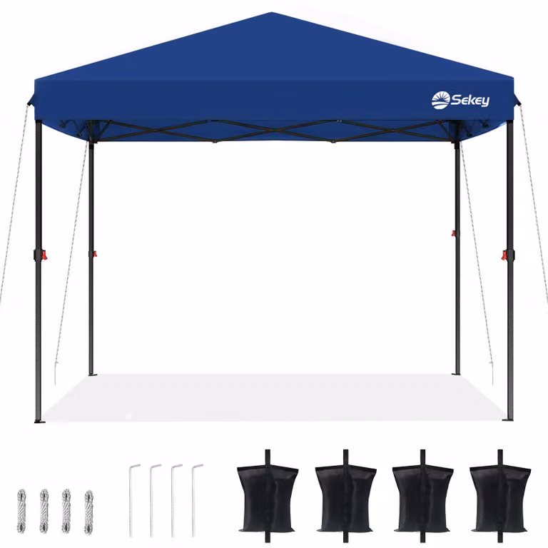 Gazebo pieghevole Sekey 3x3 impermeabile, gazebo pop-up con 4 sacchi di sabbia, protezione UV 50+ gazebo e tendoni per feste, blu scuro