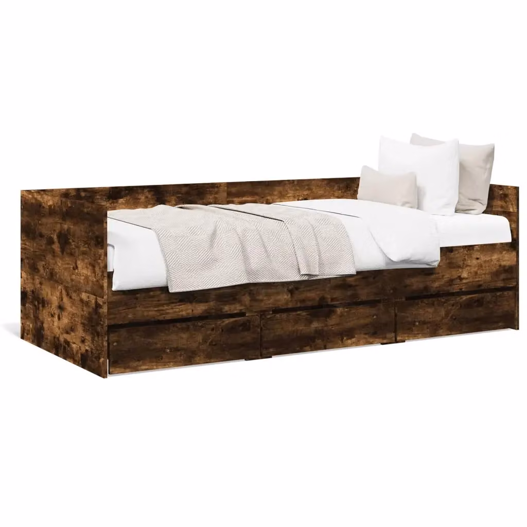 Divano Letto con Cassetti vidaXL in Rovere Fumo, L/P/H: 200 x 100 x 65 cm – 2