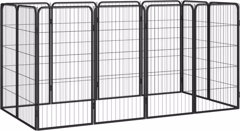 The Living Store Box per cani da 12 pezzi nero 50x100cm Acciaio verniciato a polvere