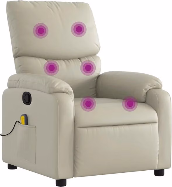 Poltrona da Massaggiante | Sedia Relax Reclinabile Crema Similpelle