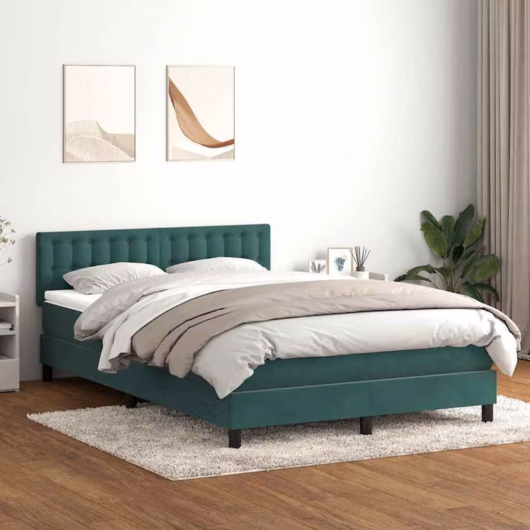 Maison Exclusive - Giroletto a Molle con Materasso Verde Scuro 160x220 cm Velluto
