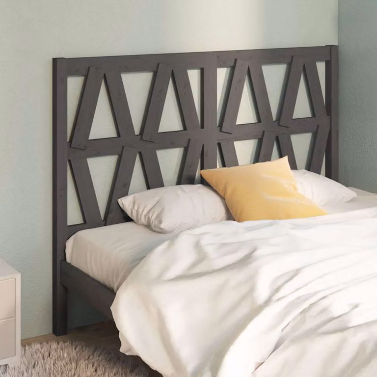 Testiera per Letto vidaXL in Legno Massello di Pino Grigio L: 146 cm, P: 4 cm, H: 100 cm