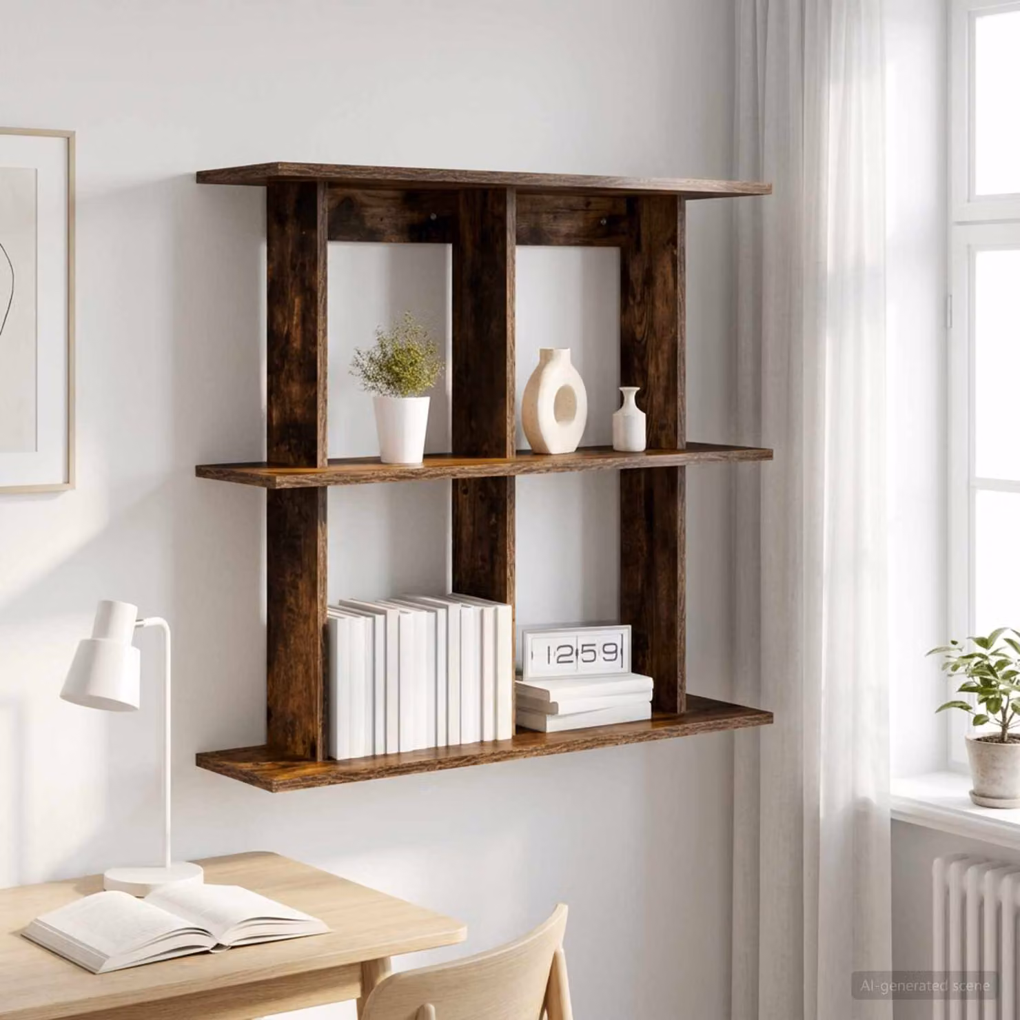 Scaffale da parete moderno vidaXL in legno Rovere Fumo L: 80 cm, P: 20 cm, H: 75 cm