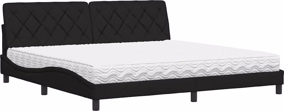 Letto con Materasso Nero 200x200 cm in Tessuto