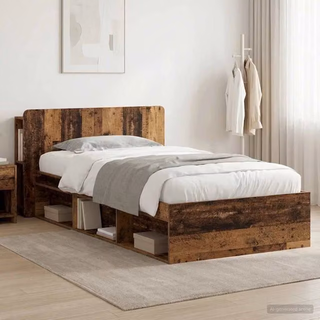 Letto con contenitore con cassetti vidaXL in legno color marrone L: 140 cm, P: 190 cm, H: 95 cm