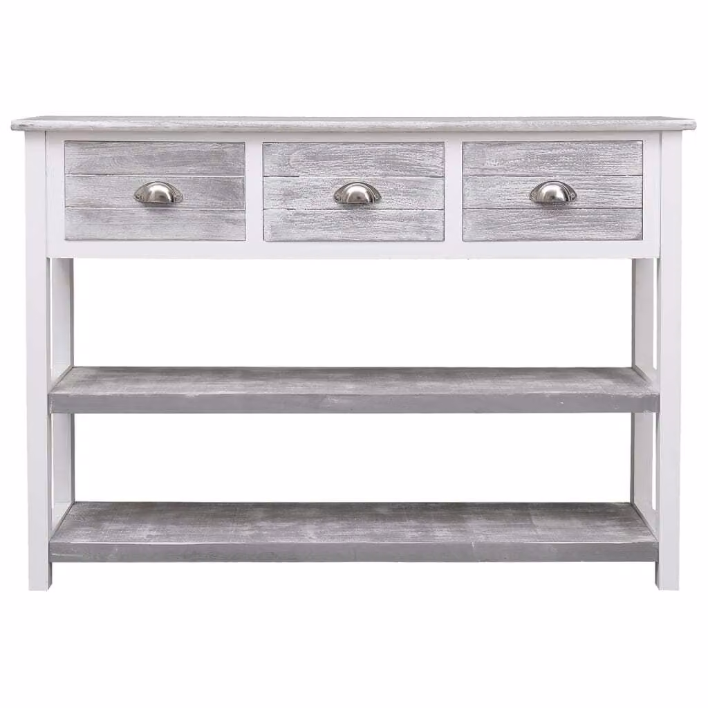 Credenza Grigio Antico 108x30x76 cm Legno Massello di Paulownia