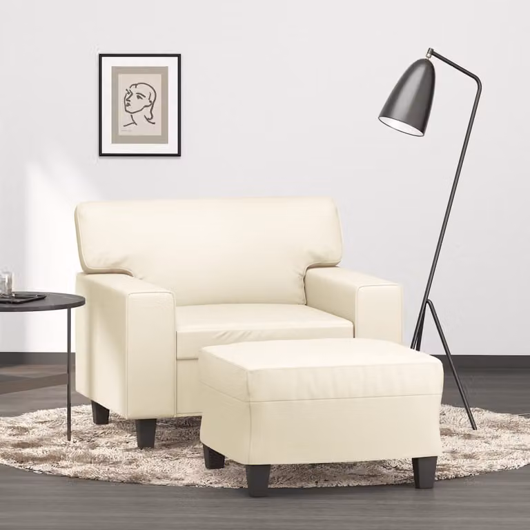 vidaXL Poltrona Relax con Poggiapiedi in Similpelle Beige