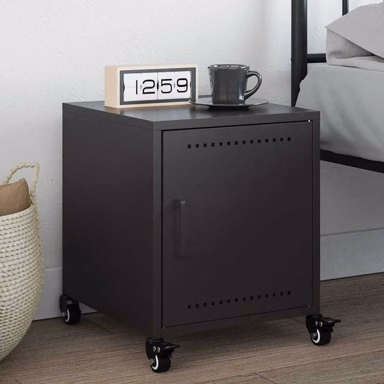 Comodino moderno vidaXL in metallo nero opaco L: 36 cm, P: 39 cm, H: 43,5 cm