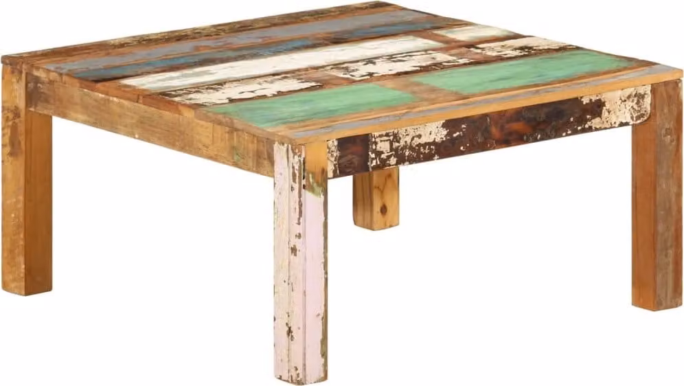 Tavolino The Living Store 80x80x40 cm in legno massiccio antico