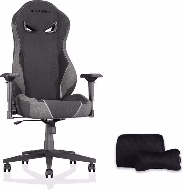 Poltrona Gaming Reclinabile con Poggiatesta ¨C MINIMAL ¨C Tessuto, Grigio Scuro